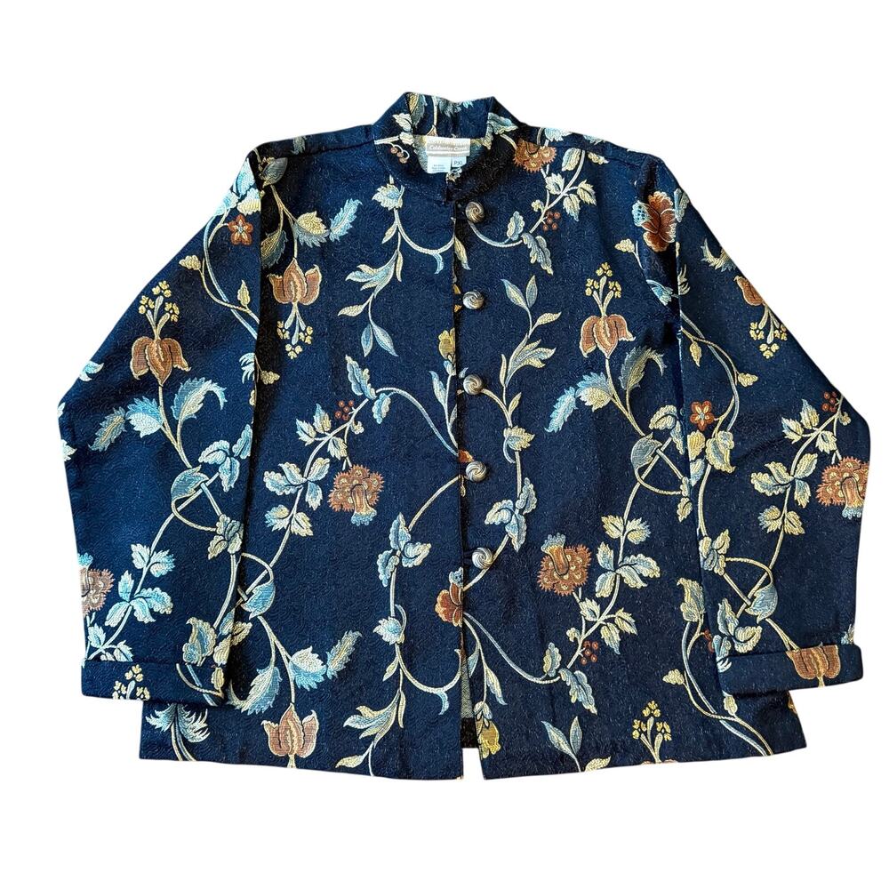 Coldwater Creek Women's Floral Tapestry Embroidered Blazer Jacket PXL Artsy